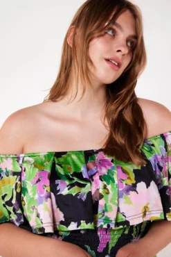 Robe à Imprimé Et à épaules Dénudées 10 Robe à Imprimé Et à épaules Dénudées -Ms Mode D25010510 11