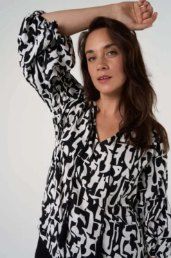 Chemisier à Imprimé Graphique -Ms Mode K15185011 12