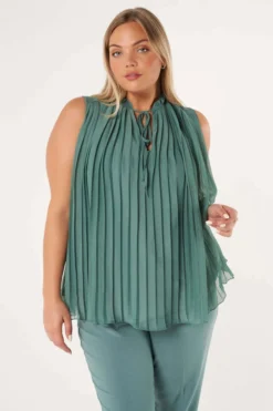 Chemisier Sans Manches Avec Détails Plissés 12 Chemisier Sans Manches Avec Détails Plissés -Ms Mode K30026071 12