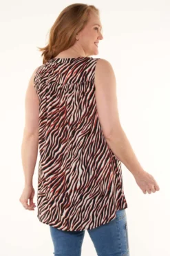 Chemisier Sans Manches à Imprimé Zébré 10 Chemisier Sans Manches à Imprimé Zébré -Ms Mode K35025509 10