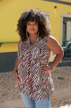 Chemisier Sans Manches à Imprimé Zébré