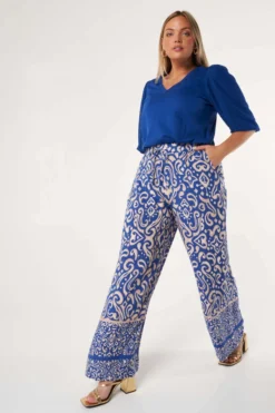 Pantalon Large à Imprimé Cachemire