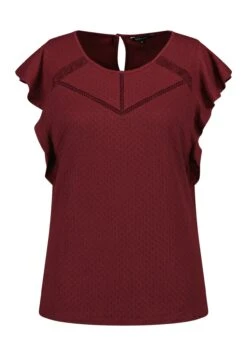 Met Korte Mouwen - Blouse - Wine Red -Ms Mode b983038f12634303aab1a8066a93b2ba
