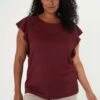 Met Korte Mouwen - Blouse - Wine Red