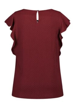 Met Korte Mouwen - Blouse - Wine Red -Ms Mode f5376ab4f5a443779ea9ce6973ec356a